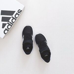 Adidas Runfalcon 5 Kids Black White Cloudfoam Sneakers Easy On Shoes Trainer 7